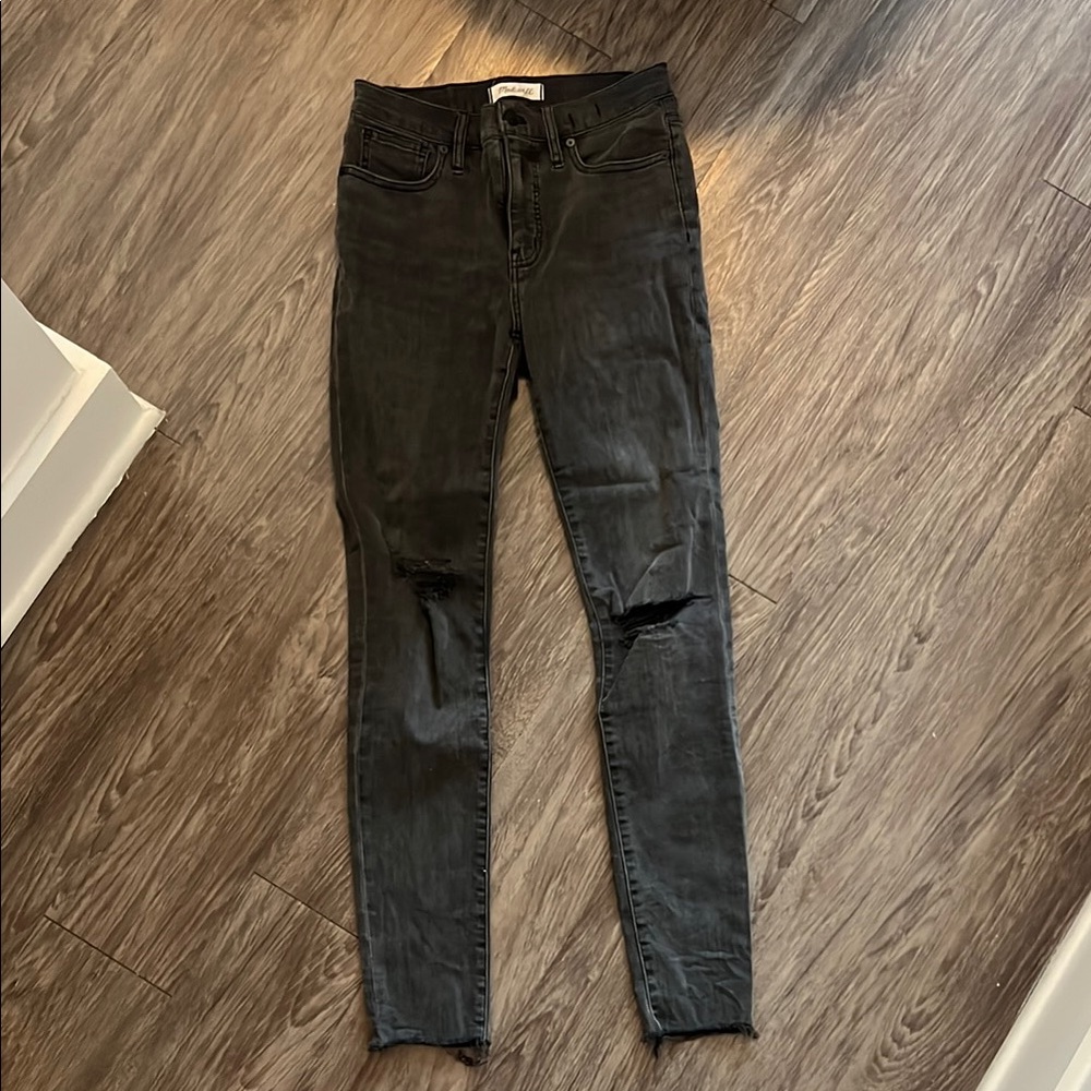 Madewell Black Distressed Skinny Jeans